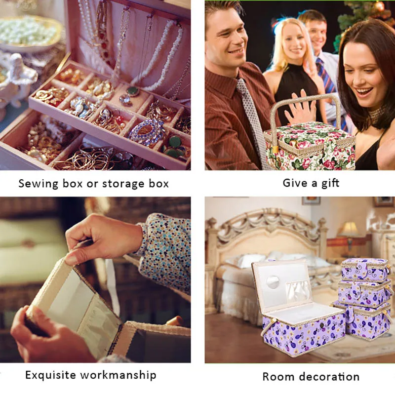 Home Sewing Accessories Rectangular Frame With Jacquard Basket Fabric Crafts Flower Removable Box | Дом и сад