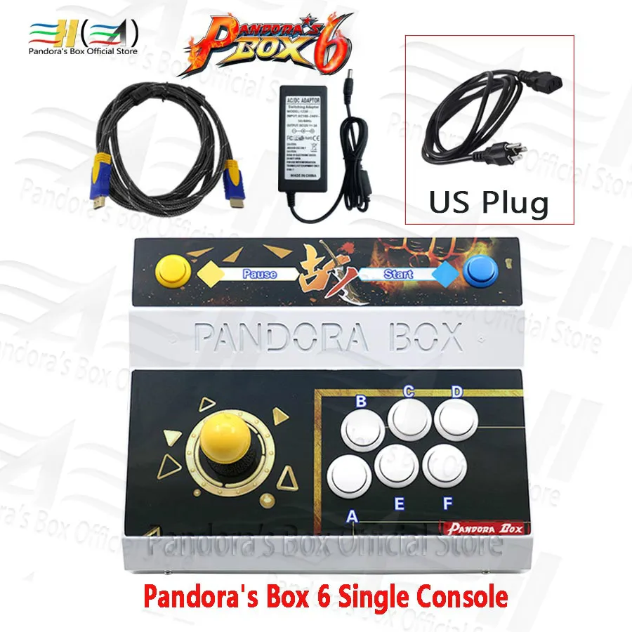 PB6 single US plug Pandora Box 6 1300 в 1 одна консоль аркадная игровая машина джойстик может добавить 3000 FBA MAME PS1 Игры 3d tekken Mortal Kombat - Цвет: PB6 single US plug