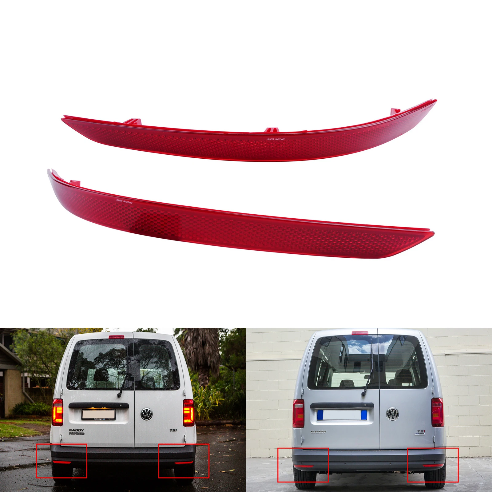 

Пара красных линз, отражатель заднего бампера для VW Caddy 2015-up 2K5945105D 2K5945106D