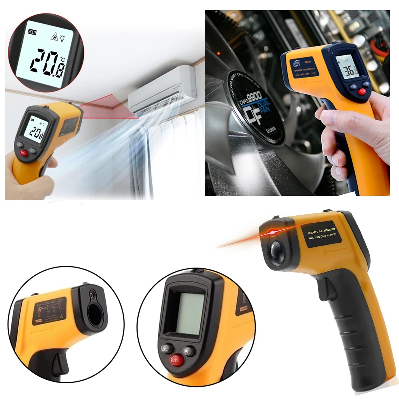 Бесконтактный цифровой LCD инфракрасный термометр пистолет ИК лазерная точка