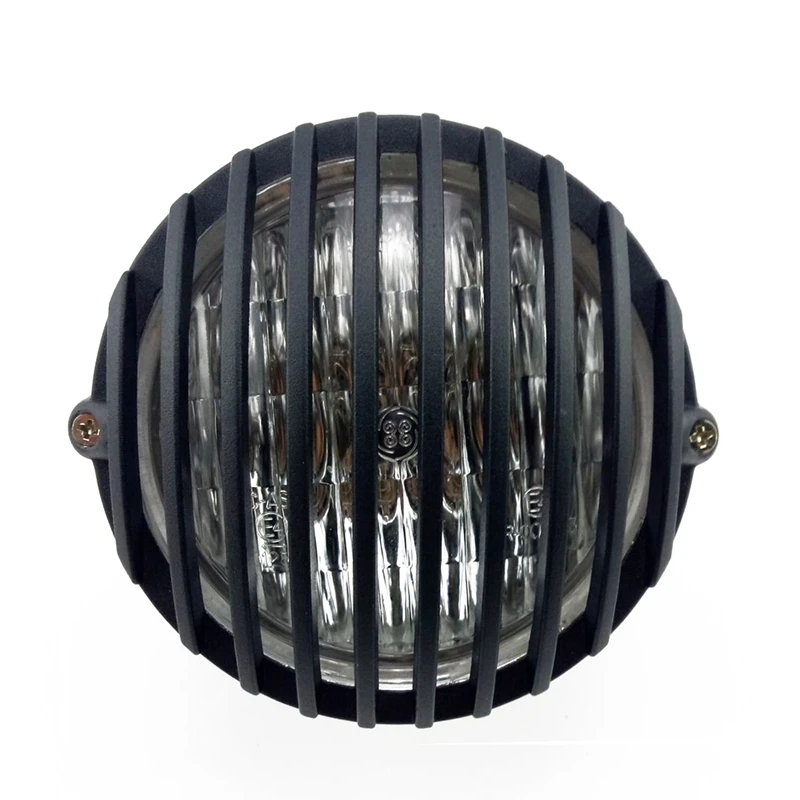 

5 Inch Motorcycle Headlight Grill Prison Chopper Bobber Head Lamp for Cafe Racer Bobber Xs650 Cb750 Heritage Softail Spor