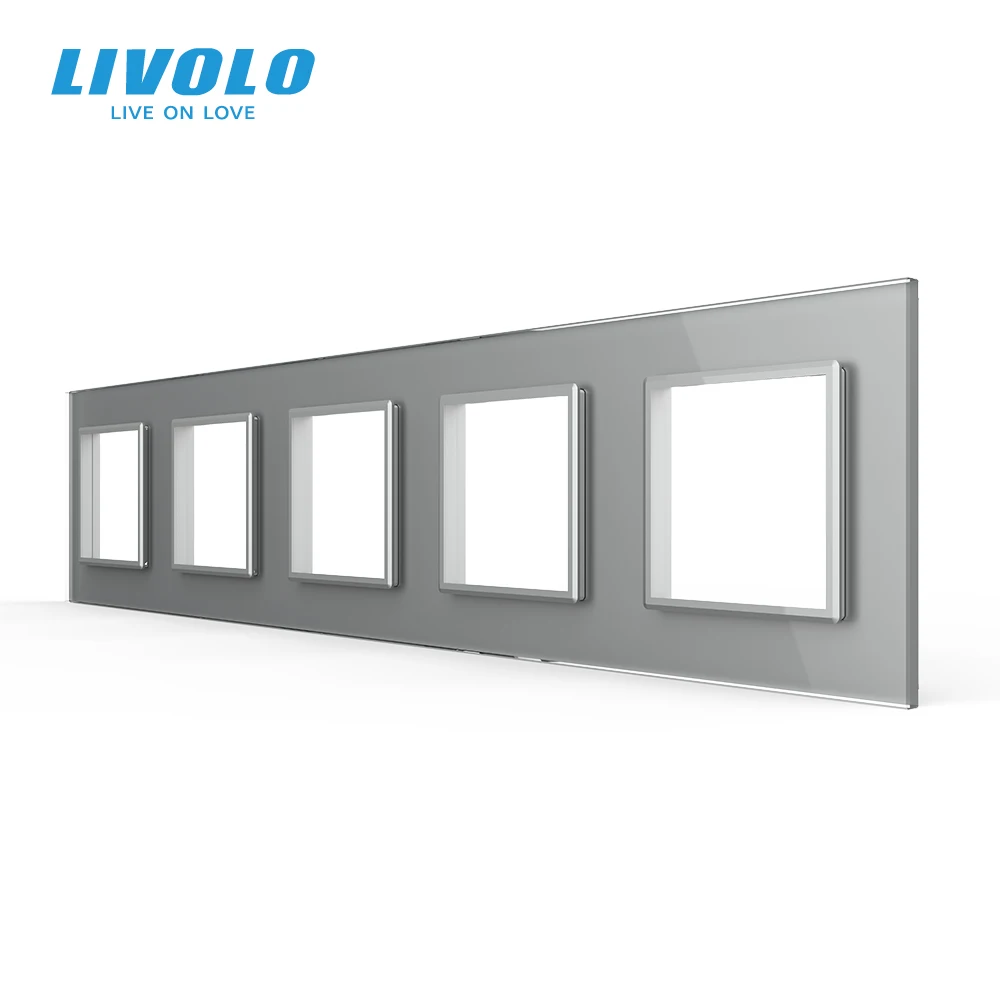 

New Livolo EU standard Luxury 3colors Crystal Glass Switch Panel, 364mm*80mm, ,Quintuple Glass Panel For Wall Socket C7-5SR-11