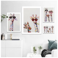 colorful giraffe animal family poster painting cuadros for kid wall art picture living room home decor posters oil painting