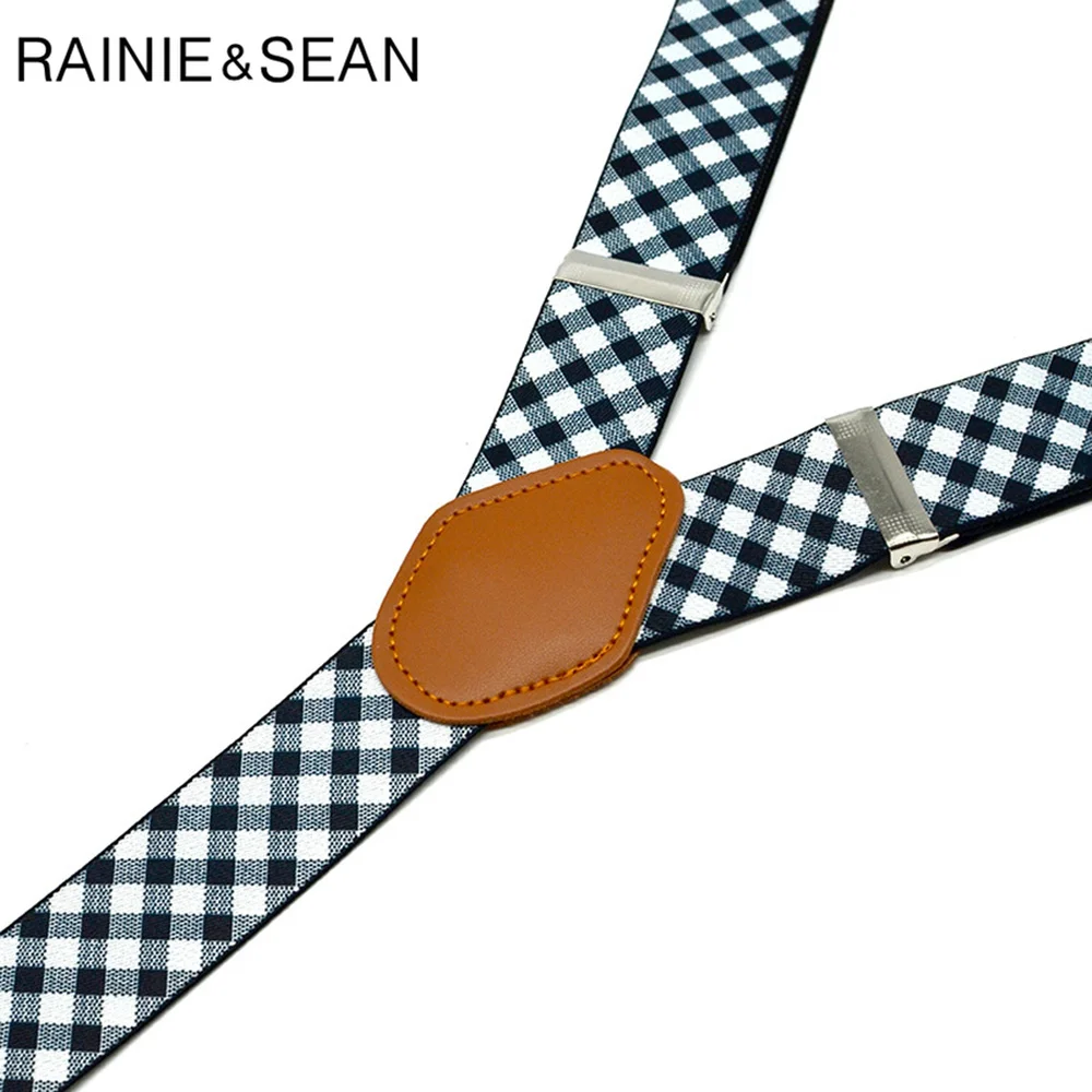 Подтяжки RAINIE SEAN Men s в клетку деловые эластичные ремни для брюк 3 5*120 см мужские