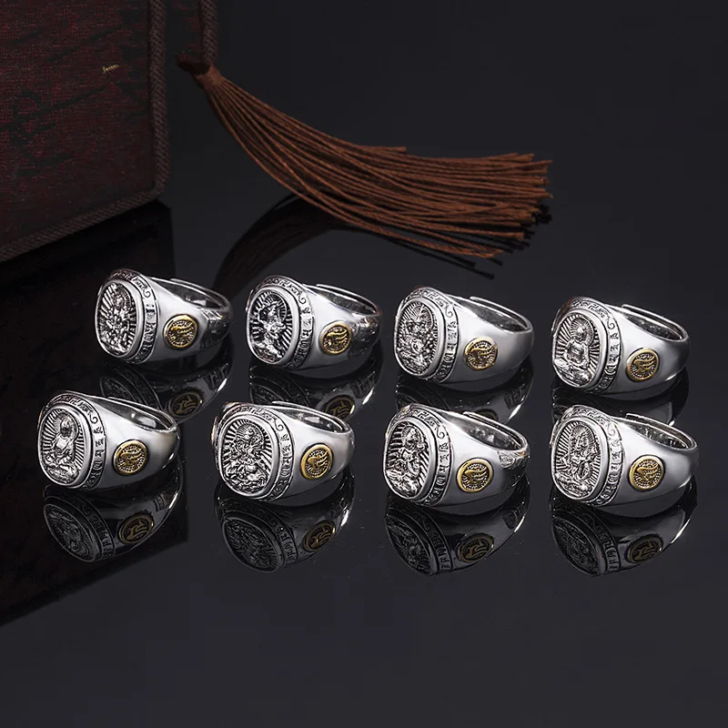 Men's Ring Eight Patron Saint Buddha Personality Banquet Retro Jewelry | Rings