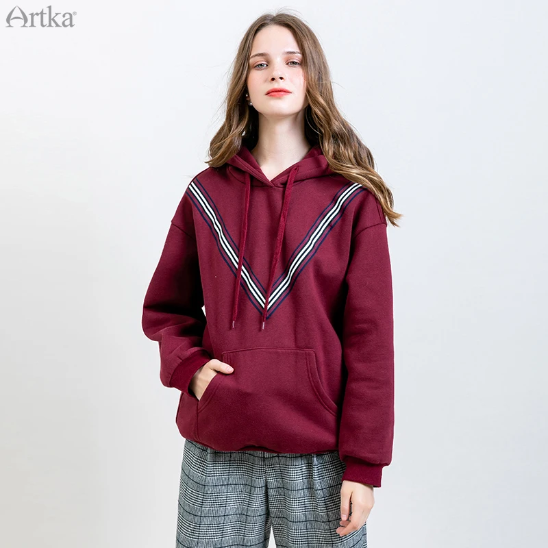 Женская бархатная Толстовка ARTKA свободная повседневная утепленная толстовка с