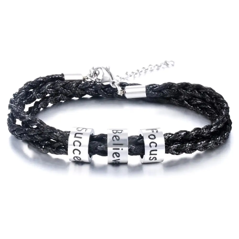 Женский Регулируемый плетеный браслет из титановой стали бусины нержавеющей на