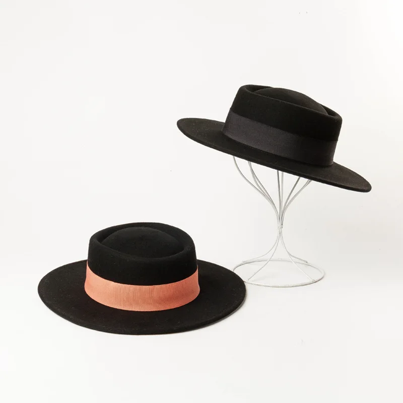 Новая шерстяная шляпа-котелок в форме кольца с плоским верхом и большими