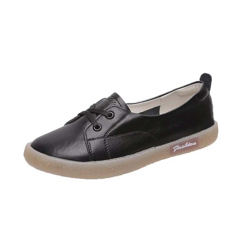 

Spring New Women Sneakers White Shoes Comfortable Lace Up Flat Heel Match Leather Shoes White Casual Driving Female shoes F1-29
