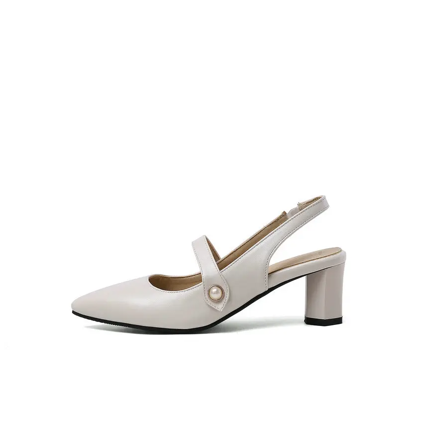 Женские босоножки с острым носком QUTAA черные туфли из искусственной кожи