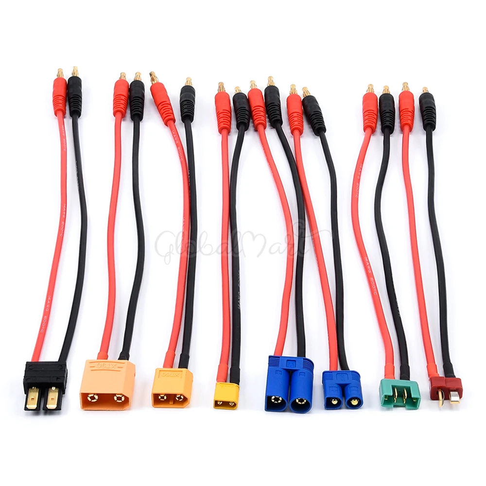 RC XT30 XT60 XT90 EC3 EC5 MPX TRX T разъем для 4 0 типа банан Заряд свинца 200 мм 20 см 14AWG Lipo батарея