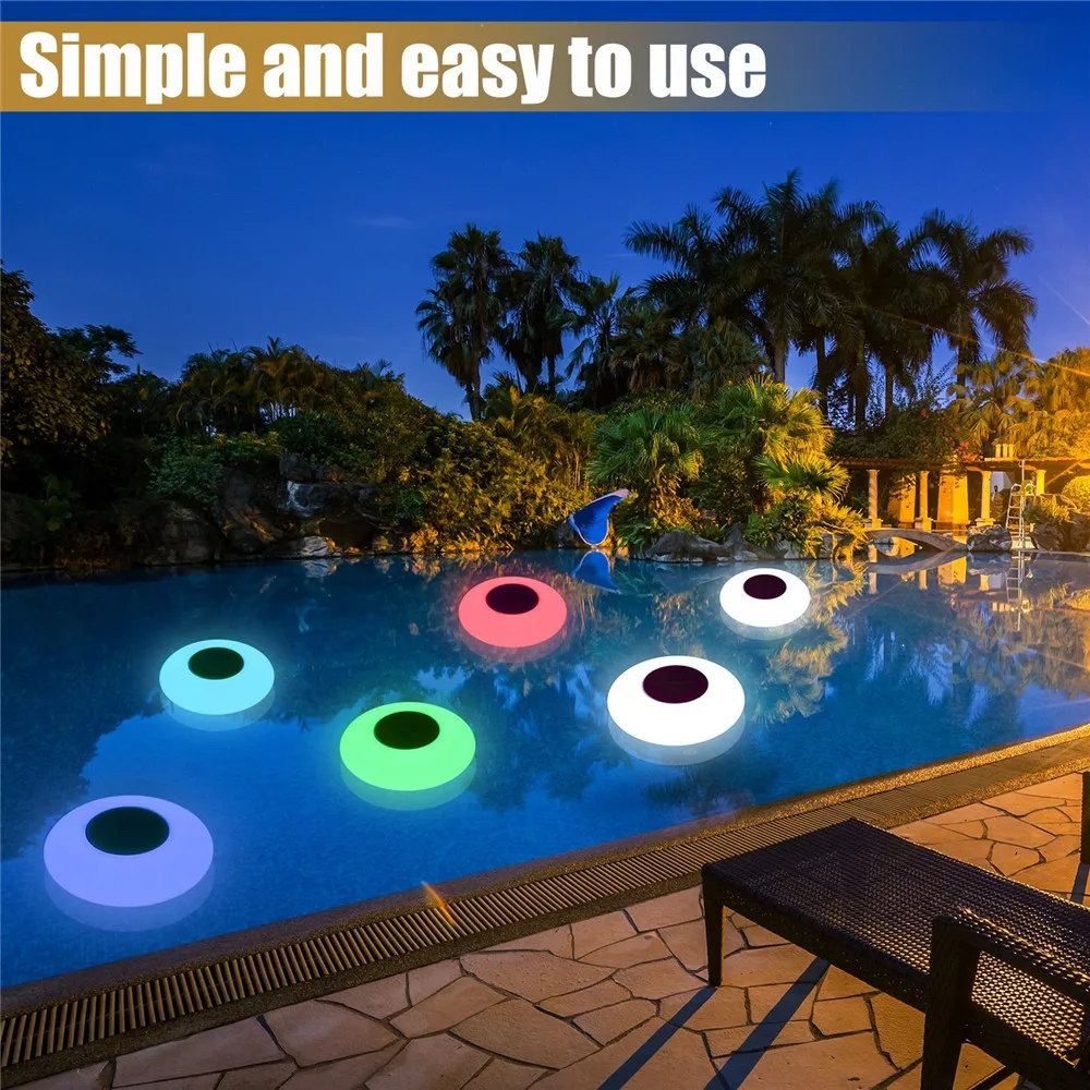 

Solar Powered Floating Swimming Pool Lights IP68 Waterproof Outdoor 16Colors Changing Garden Pond Lights Solar Water Drift Lamp