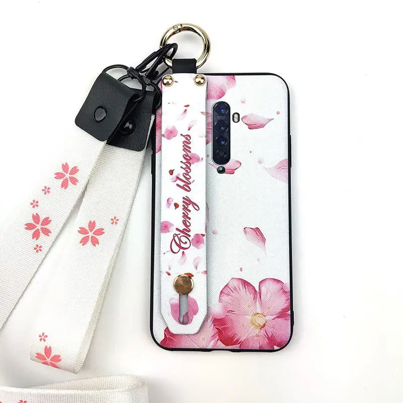 

Anti-knock Flower Phone Case For OPPO Reno2 Fashion Design Original Wrist Strap Durable Kickstand