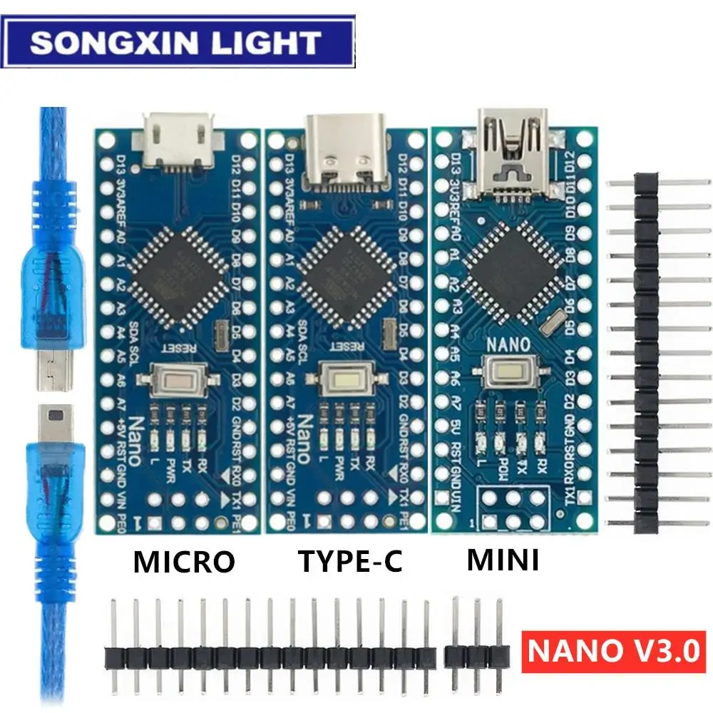 Micro/Mini/Type-C USB с Загрузчиком совместимый контроллером Arduino Nano 3 0 CH340 USB-драйвер 16 МГц