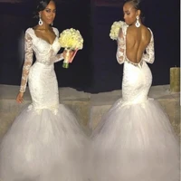 mermaid wedding dresses sweetheart 2023 lace tulle backless wedding gowns sexy long sleeves beach bridal dress