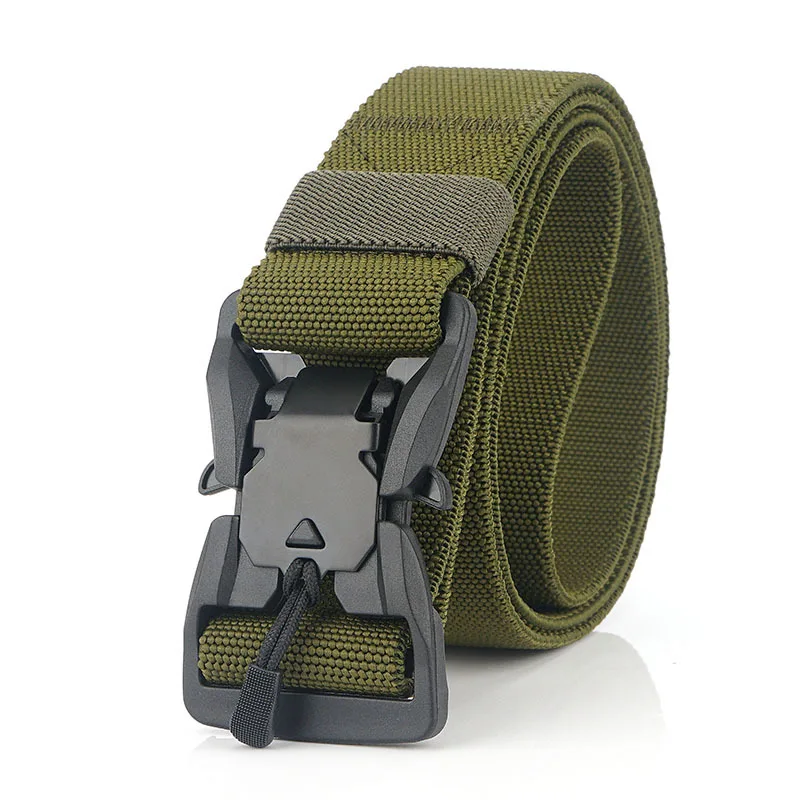 2022 High Quality Men Elastic Belt Aluminum Alloy Black Pluggable Buckle Tactical Belts Male Jeans Army Green Canvas Belts