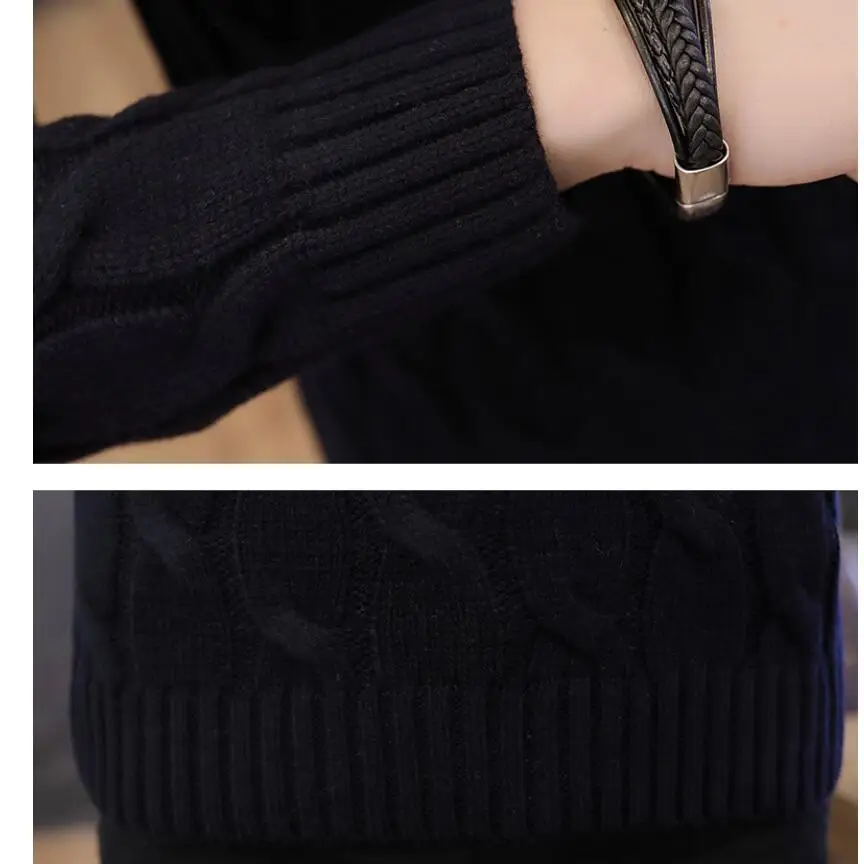 Мужской облегающий свитер водолазка клетчатый вязаный пуловер повседневный