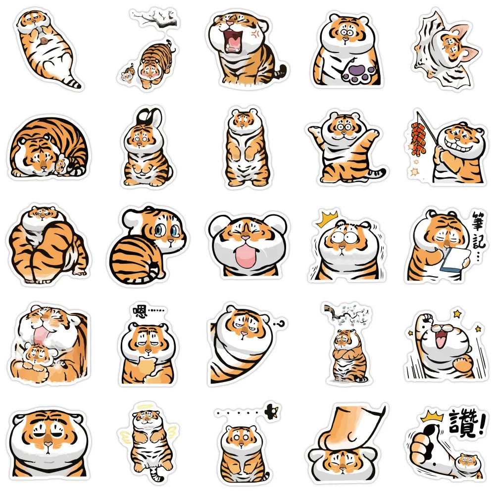 1050100pcs cute funny anime tiger animal graffiti sticker laptop guitar luggage phone office waterproof sticker decal kid toy free global shipping