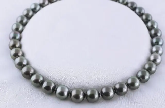 Горячая # Оптовая продажа&gt 18 &quot14 мм Таитянский подлинный черный круглый жемчуг