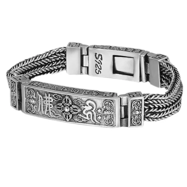 Retro Classic whip chain Thai silver Vajra men bracelet 1