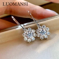 luomansi fashion sunflower create moissanite diamond wedding engagement earrings s925 sterling silver high jewelry