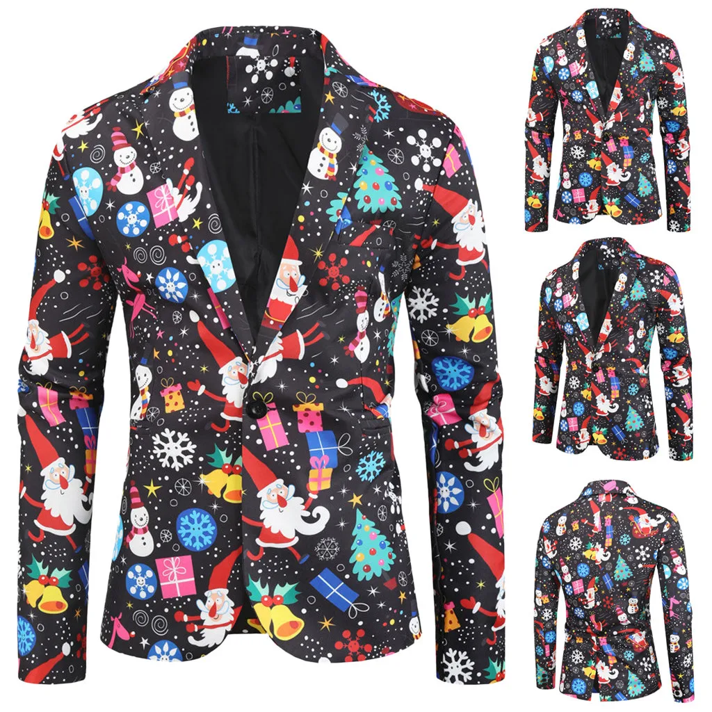 JAYCOSIN модный костюм с 3D мультяшным рождественским принтом куртки 2019 мужские