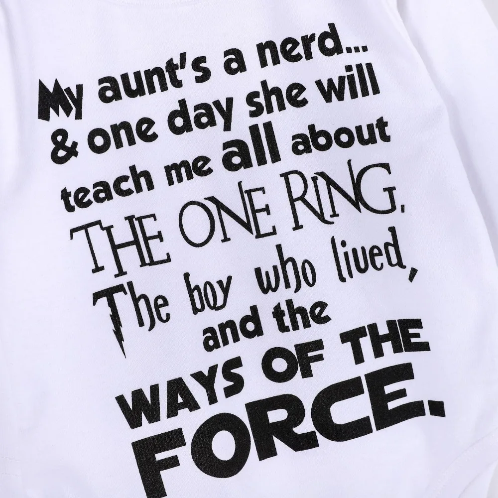 Боди для малышей с длинными рукавами надписью My тетя Nerd детские вещи