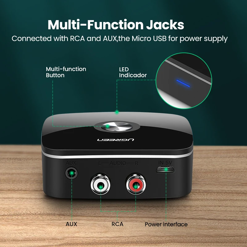 ugreen bluetooth rca 5 0 receiver aptx ll 3 5mm jack aux audio wireless adapter for car tv music player 10m receiver receptor free global shipping