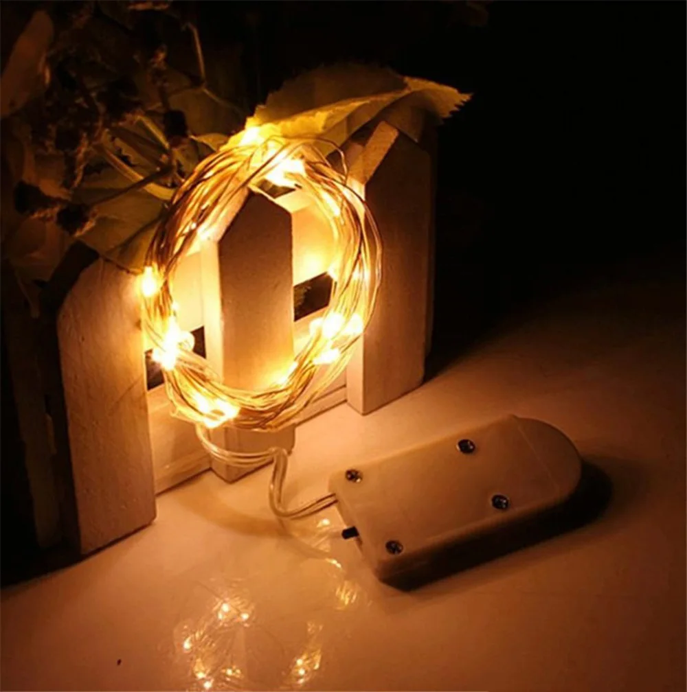 2 м 20 светодиодов серебряная медная проволока питание от аккумулятора