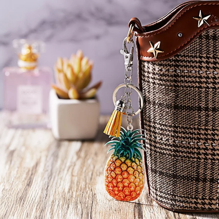 Модный акриловый брелок для ключей с фруктами арбуз апельсин ананас удобный
