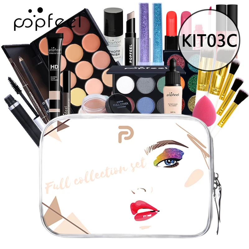 POPFEEL все в одном косметический набор (тени для век лиглозий помада кисти брови