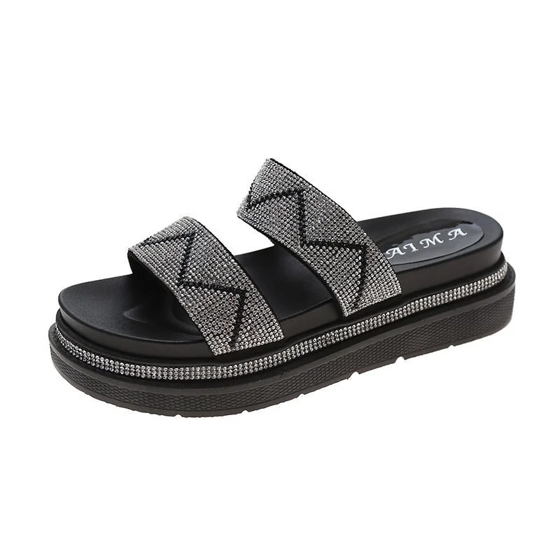 

Ins bright diamond thick soled sandals for women