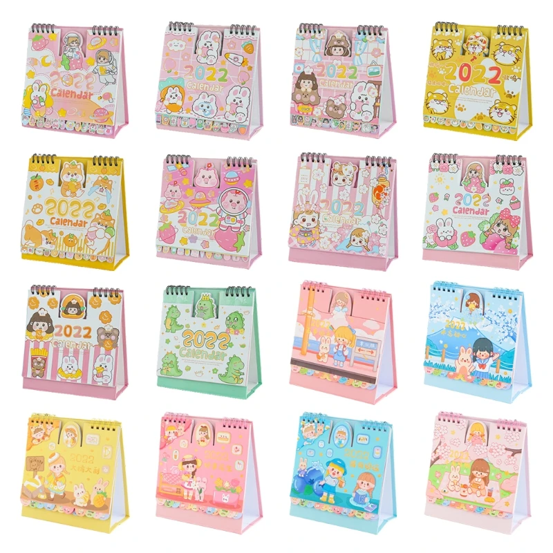 

Cartoon Monthly Desktop Calendar Home Decoration Flipping Calendar Ruled Page for To-do List for student Women Drop shipping