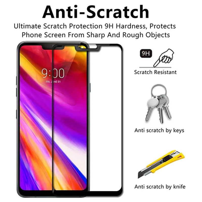 2 Pieces Full Cover Screen Protector Protective Glass For LG G7 One Tempered Protective Film For LG G7 ThinQ For LG G7 Fit Glass