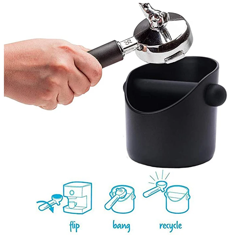 -Coffee Grounds Box Trough Coffee Knocking Bucket Non-Slip Machine Accessories with 2 Brushes |