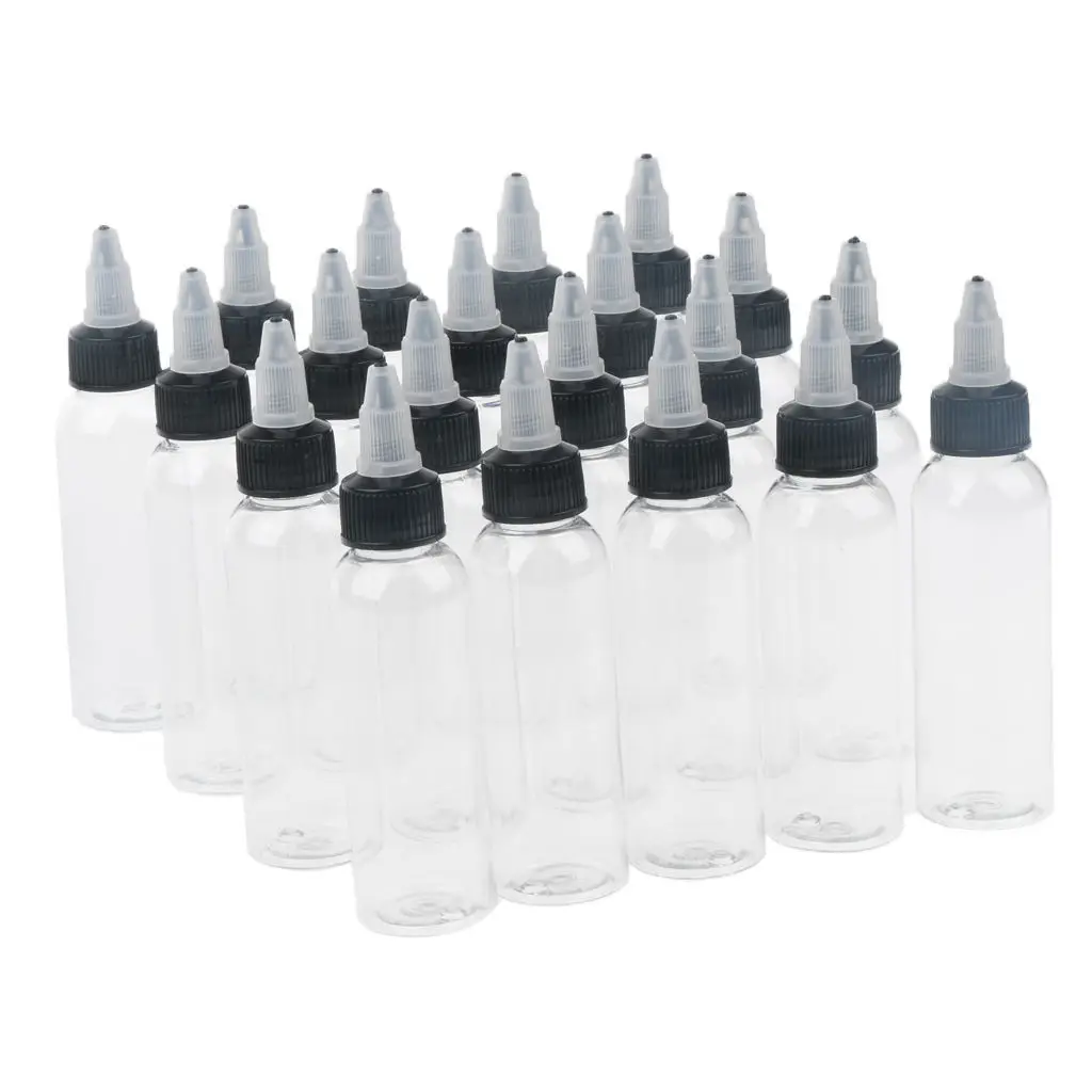 

20x Plastic Bottles with Black Top Nozzle Dropper s 30/60ml for Liquid