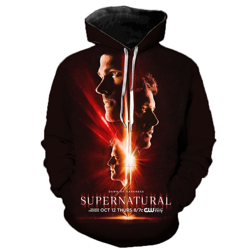 

Neue Ankunft Supernatural 3D Hoodie Sweatshirts Horror TV Drama Casual Pullover Frauen Mode Streetwear Harajuku Hoodies