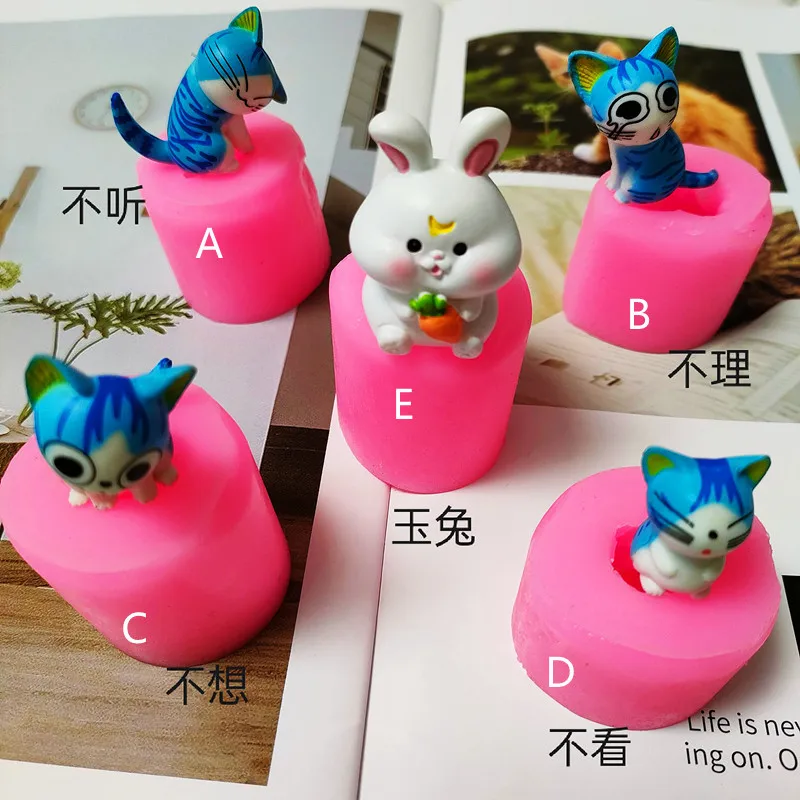 

Lydia Crystal Resin Epoxy 3D Bunny Kitten 3D Mold DIY Hand-made Plaster Aromatherapy Car Decoration Mold Shiny Handmade Gift