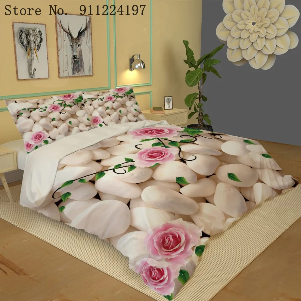 3D белый булыжник печати пододеяльник один двойной микрофибра близнец полный Queen