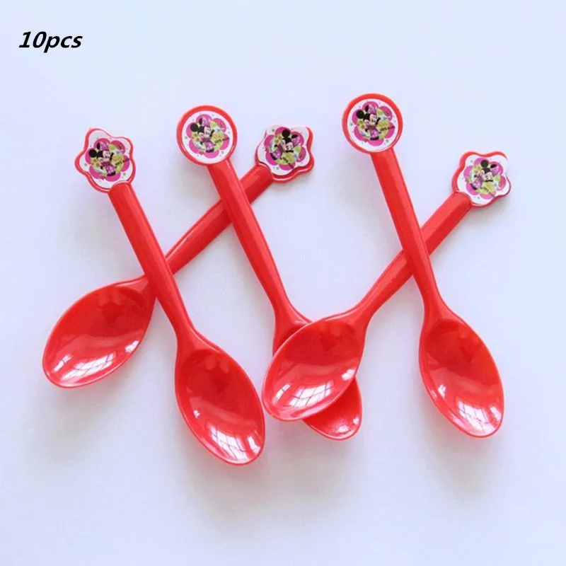 10pcs spoon 20 шт./партия Минни тема Микки бумажные салфетки для вечеринки с днем рождения товары для вечеринок Минни бумажные полотенца для салфеток сувениры 33*33 см - Цвет: 10pcs spoon