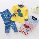 Детские пижамы, комплект детской одежды, детская одежда для сна с мультипликационным динозавром, осенняя хлопковая одежда для сна, комплект пижам с животными для новорожденных мальчиков и девочек