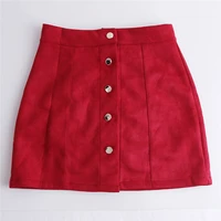 new women high waist sexy solid button skirts suede leather femaleshort mini pencil skirts autumn all match skirt