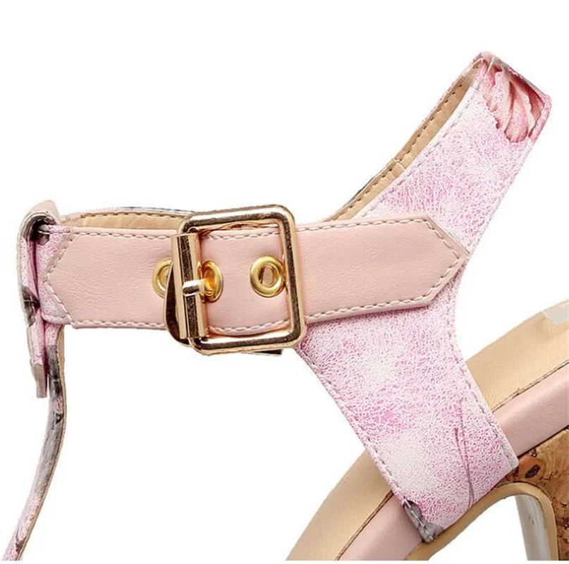 Женские босоножки на платформе элегантные сандалии высоком каблуке с принтом