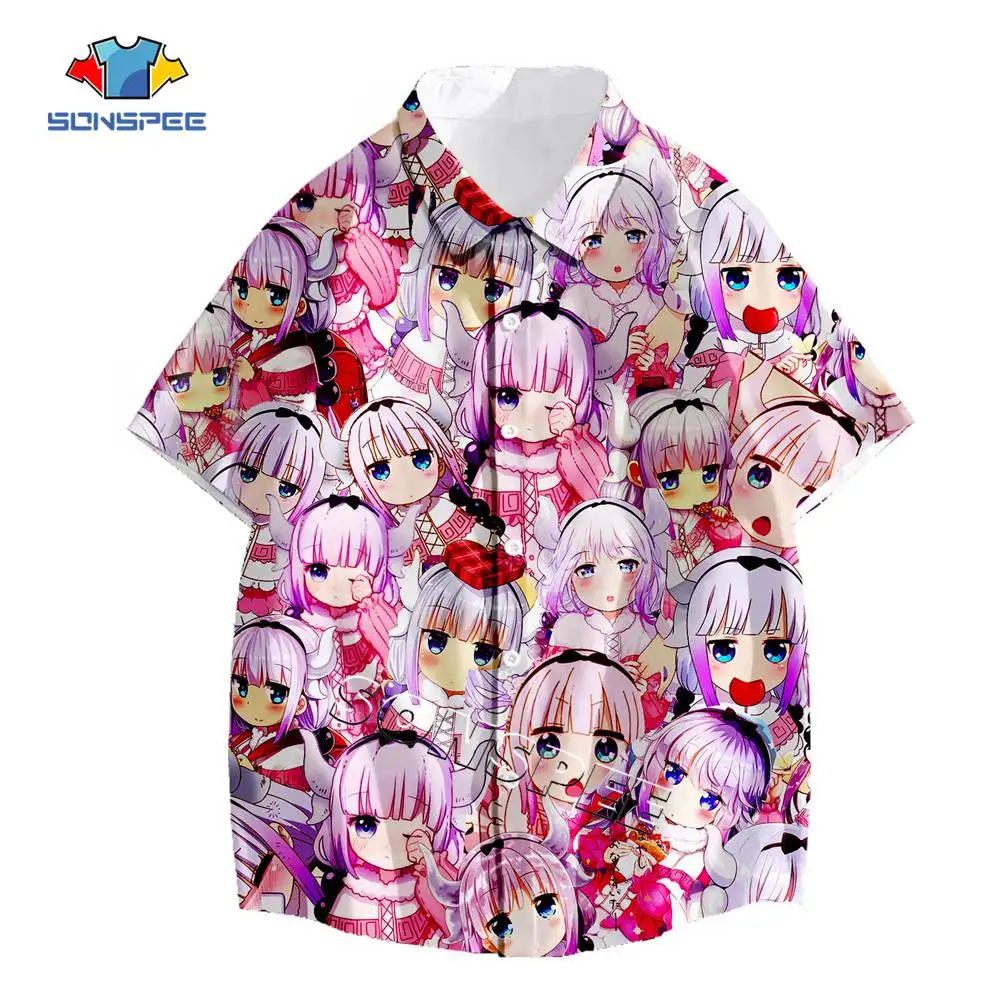 Kanna Kamui розовая летняя модная повседневная мужская рубашка с коротким рукавом для