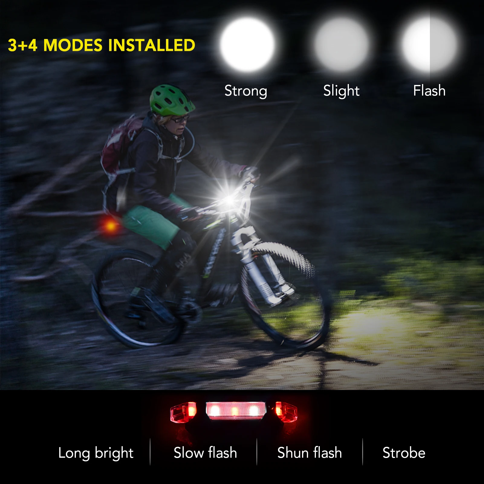 

Bike Lights Set USB Bicycle Headlight Tail Light Waterproof Cycling Front Headlight Back Light Dual Front Rear Bright Light