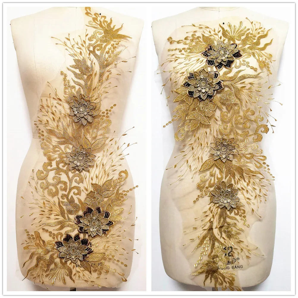 Кружевные желтые нашивки 3D 30x8 1 см лиф-корсет для одежды Аппликации вечернего