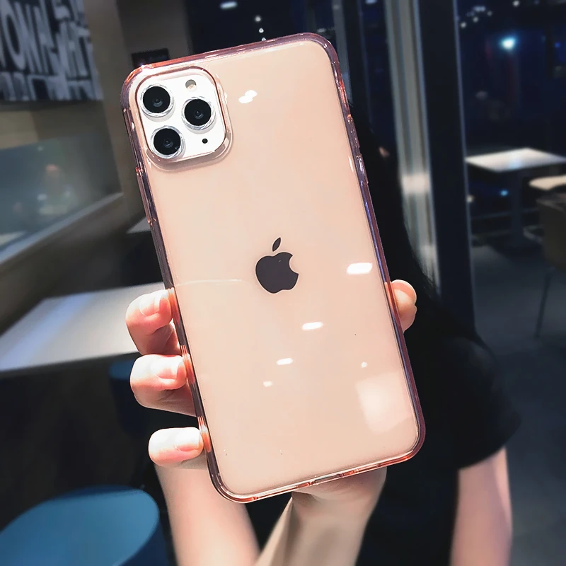 Однотонный противоударный Прозрачный чехол для iPhone11 12 Pro Max X XS XR 7 8 Plus SE 2020