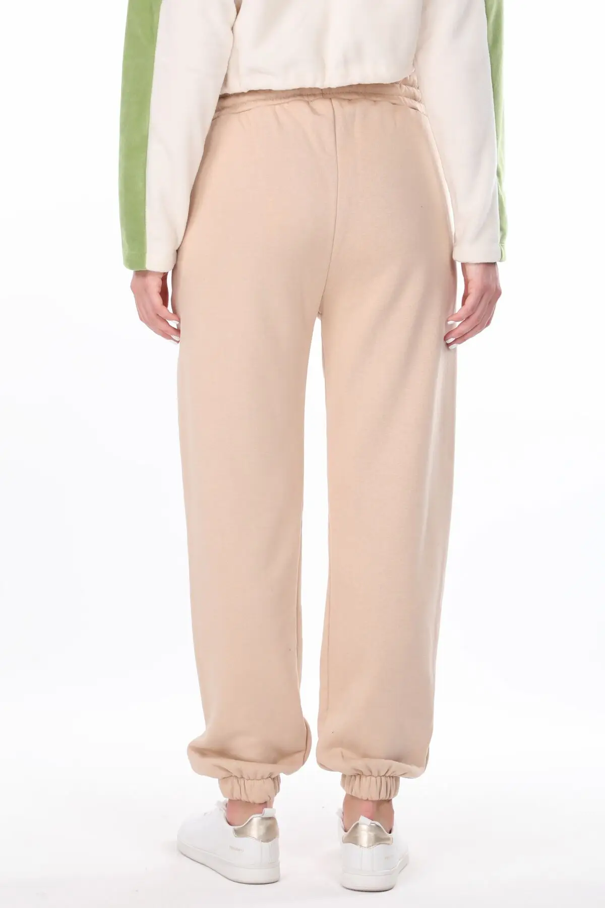 

Angel Embroidered Elastic Womens Beige Sweatpants