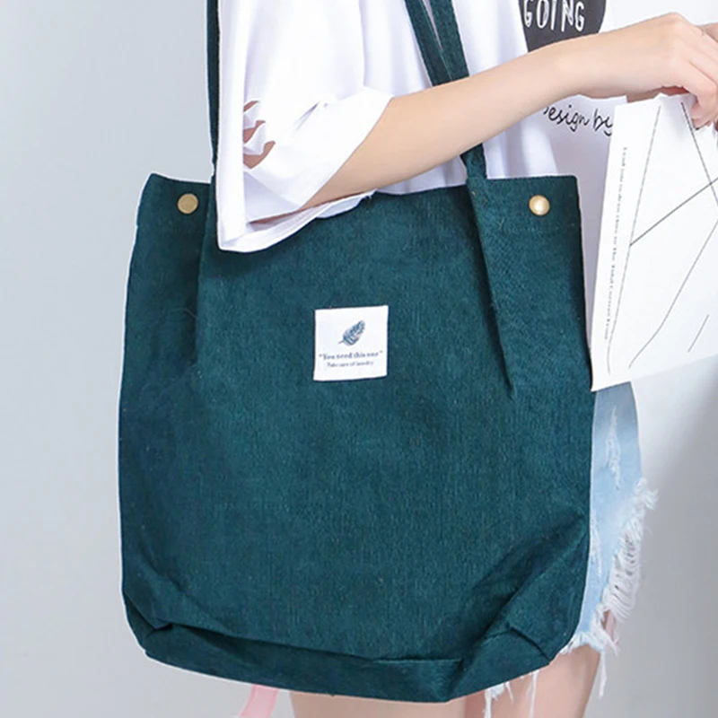 Женская Вельветовая сумка для покупок повседневный складной экологически