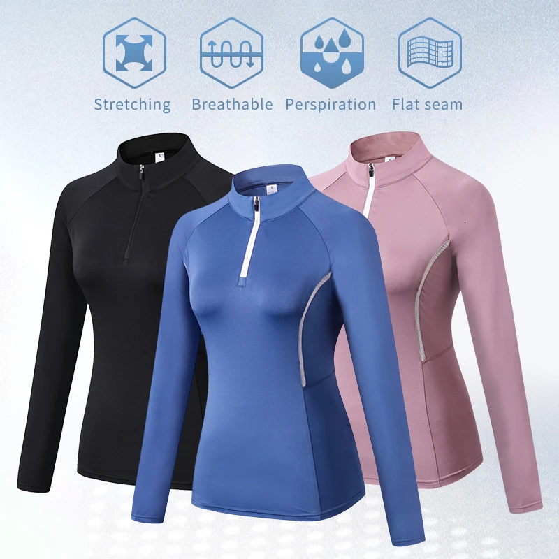 Женский топ для йоги Fanceey спортивная рубашка на молнии с длинным рукавом